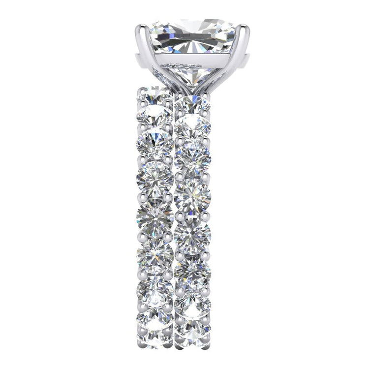 Ensemble de bagues de fiançailles Véritable diamant gros coussin 12.50 carats