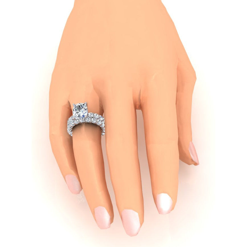 Ensemble de bagues de fiançailles Véritable diamant gros coussin 12.50 carats