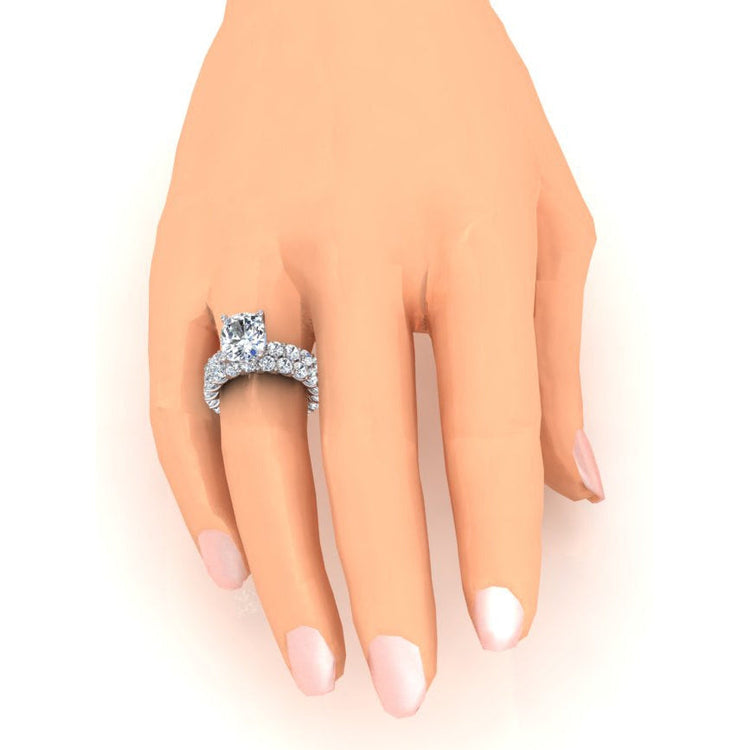 Ensemble de bagues de fiançailles Véritable diamant gros coussin 12.50 carats