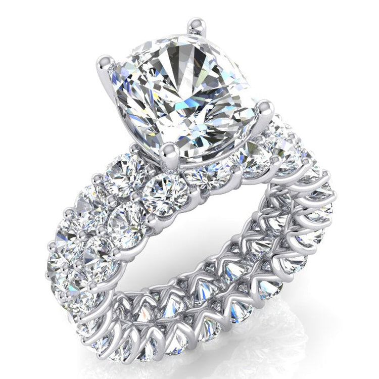 Ensemble de bagues de fiançailles Véritable diamant gros coussin 12.50 carats