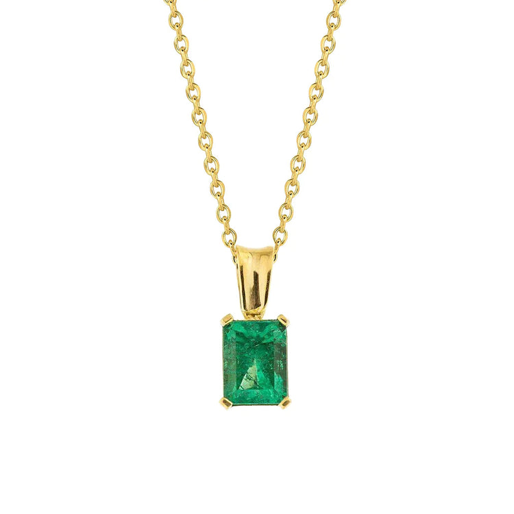 Ensemble de griffes Pendentif en pierres précieuses émeraude Vert taille radiante de 8 carats