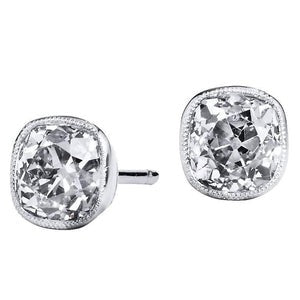Ensemble de lunette étincelante ancienne mine Cut 2.5 ct. Boucles D'oreilles Clous Réel Diamants Or