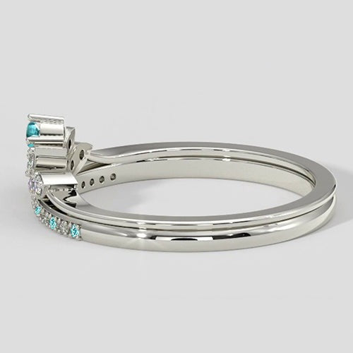 Ensemble de bagues couronne en tourmaline Paraiba et diamants