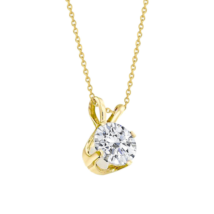 F Vs1 Solitaire Collier Pendentif Véritable Diamant 1.75 Carat Or Jaune 14K