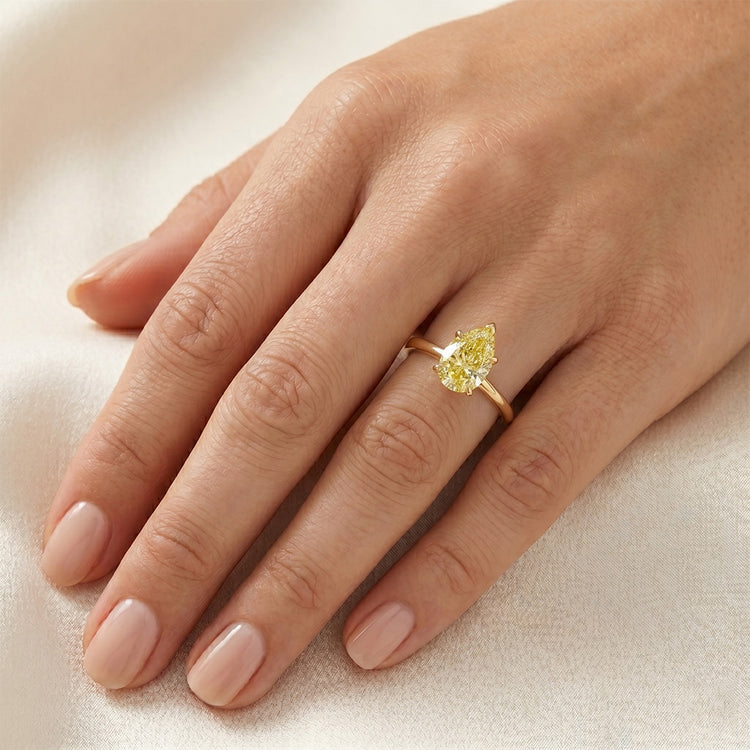 Fait à la main Diamant Jaune Canari Bague Statement 2 carats