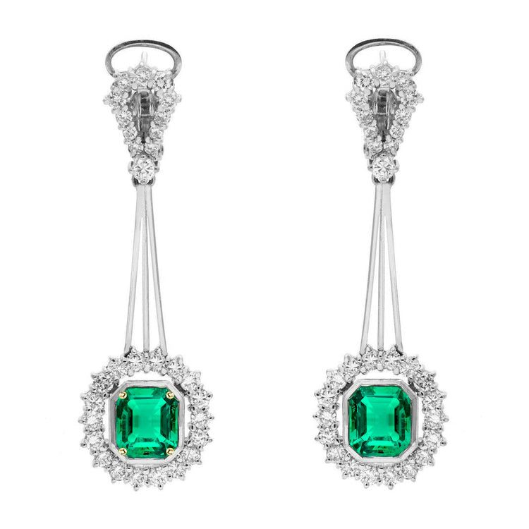 Émeraude Gemstone Earring 1,50 carats Or Deux Tons 14 Carats – vue principale