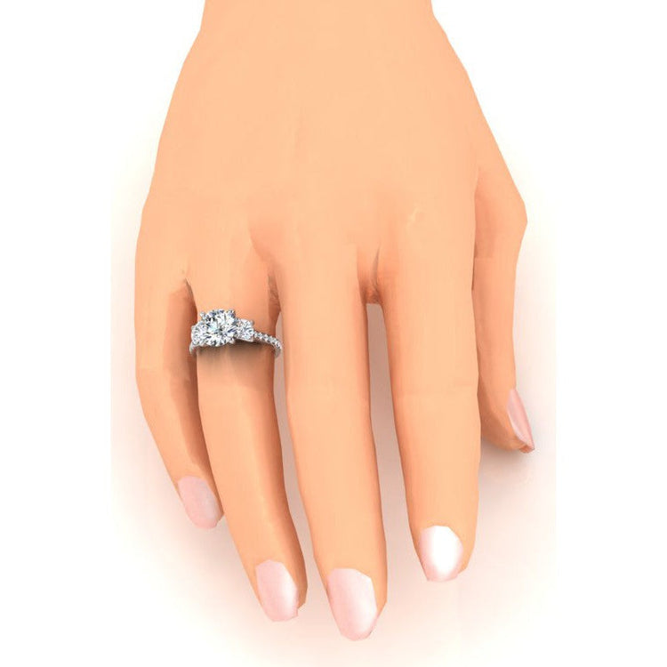 Femme Bague de Fiançailles Ronde Naturel Diamant