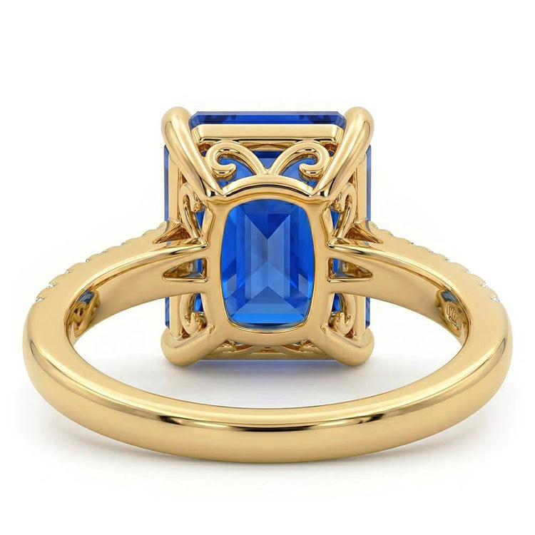 Femmes Diamant Rond Bijoux Nouvelle Bague Radiant Ceylan Saphir 4 Carats