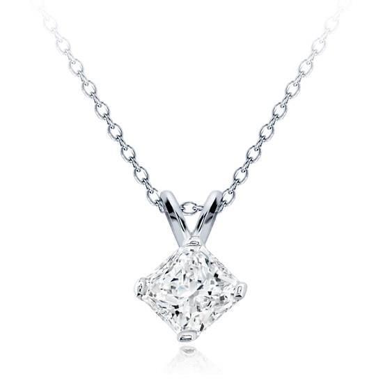 Femmes Radiant Cut Solitaire Pendentif Naturel Diamant Or Blanc Bijoux 1.5 Ct