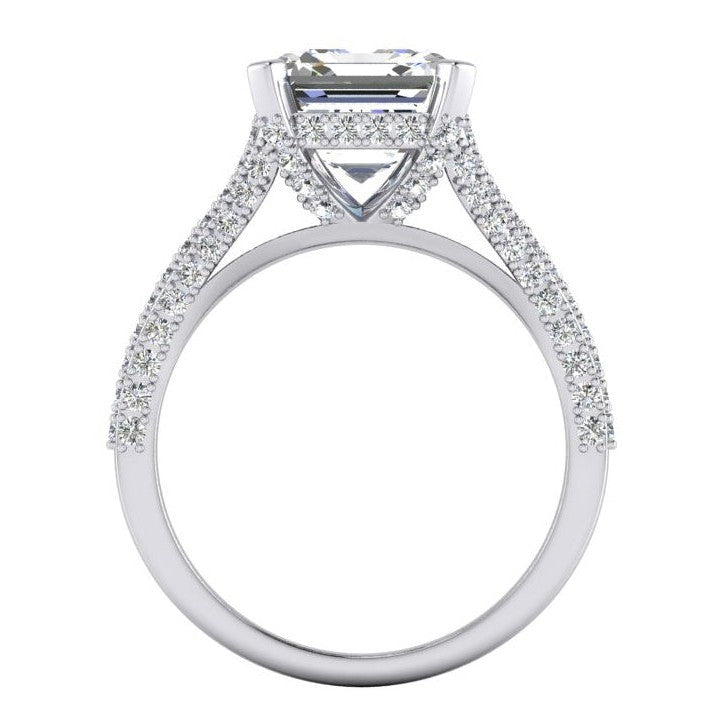 Fendue Tige Emeraude Réel Diamant Bague