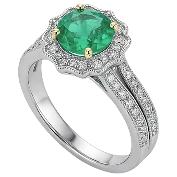 Émeraude Fine Bague avec Gemme – vue de dessus