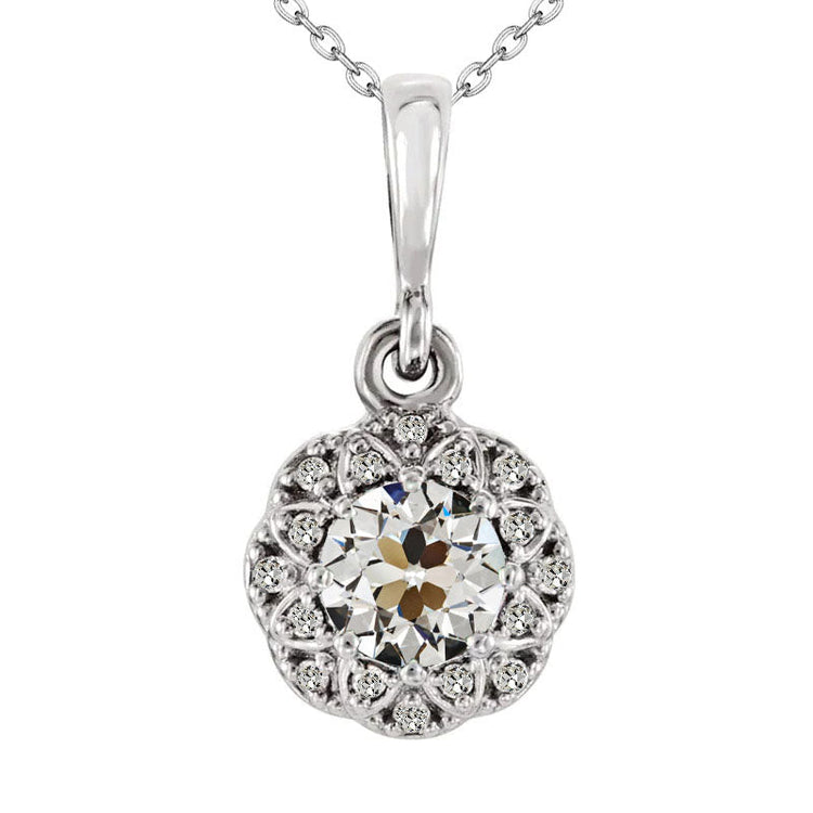 Taille Old Mine Diamant bague en Or Blanc 14 Carats – vue principale