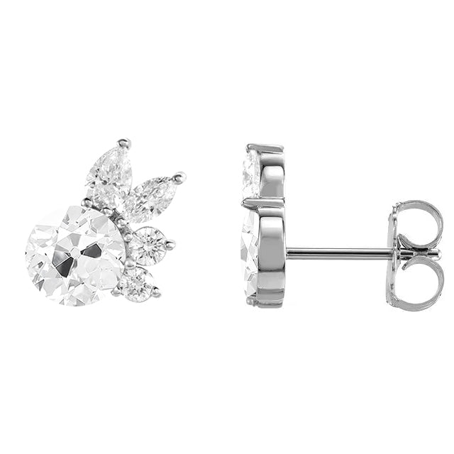 Diamant Puces d'Oreilles 1,50 carats Or Blanc 14 Carats – vue de face