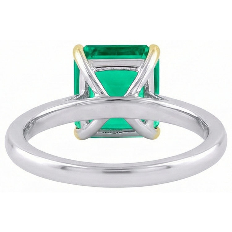 Émeraude Bague Pierre de Couleur 5 carats Or Bicolore 14 Carats – vue arrière