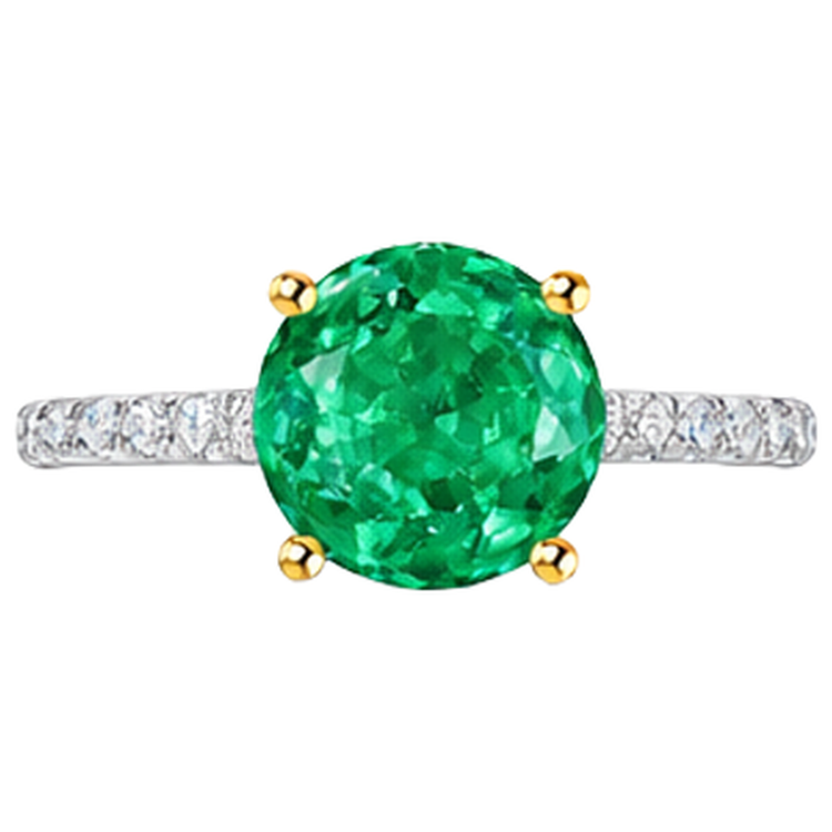 Émeraude Colombienne Bague Pierre Précieuse 3 carats Or Bicolore 14 Carats – vue arrière