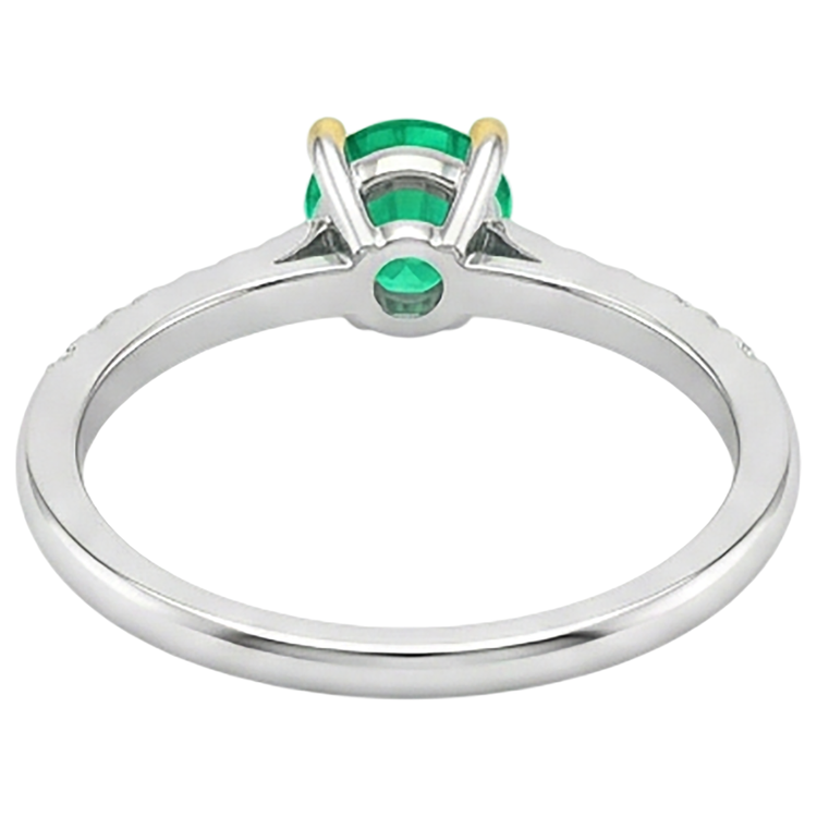 Émeraude Bague avec Gemme 1-carats Or Deux Tons 14 Carats – vue arrière
