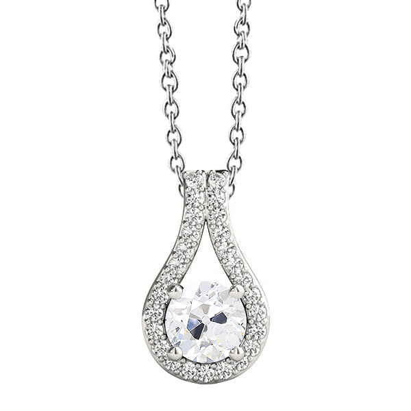 Pendentif Or Blanc 14 Carats avec Diamant – vue principale