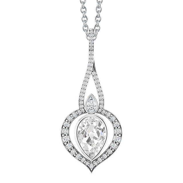 Brillant Pendentif Goutte 1,50 carats Or Blanc 14 Carats – vue principale