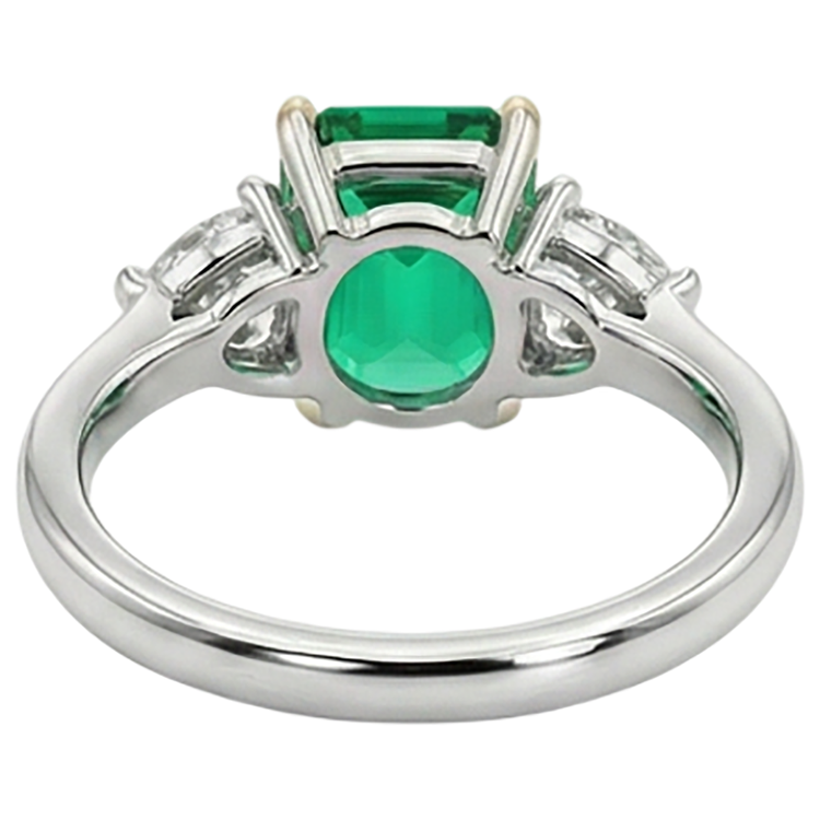 Émeraude Colombienne Bague avec Gemme – vue arrière
