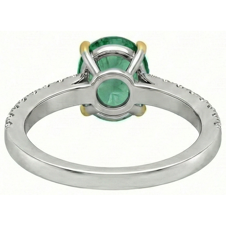 Bague Pierre de Couleur Or Bicolore 14 Carats avec Émeraude Colombienne – vue arrière