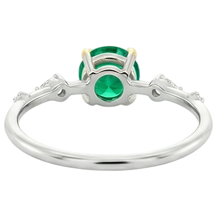 Émeraude Fine Bague avec Gemme 2 carats Or 14K Bicolore – vue de dessus