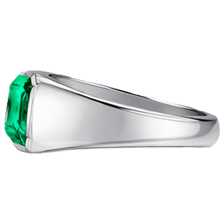 Asscher Émeraude Fine bague en Or Blanc 14 Carats – vue de profil