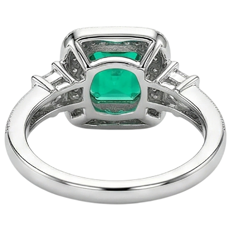 Taille Émeraude Émeraude Fine bague en Or Bicolore 14 Carats – vue arrière