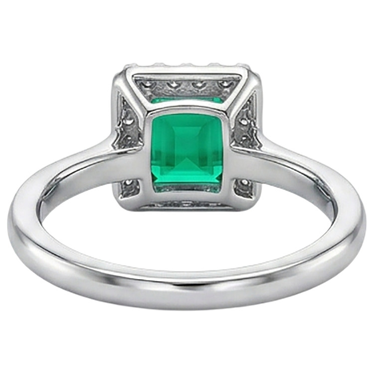 Émeraude Colombienne Taille Princesse Bague avec Gemme en Or Deux Tons 14 Carats – vue arrière