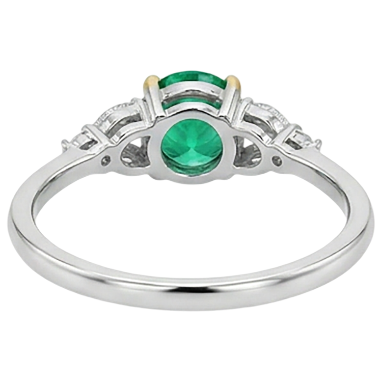 Émeraude Fine Bague Pierre de Couleur 2-carats Or 14K Bicolore – vue arrière
