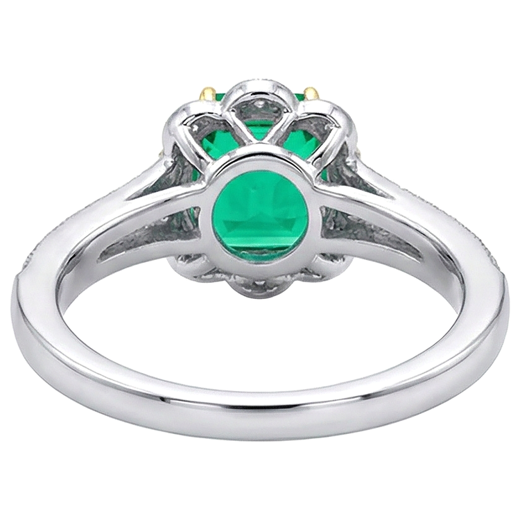 Émeraude Fine Bague avec Gemme 3,50-carats Or Deux Tons 14 Carats – vue de dessus