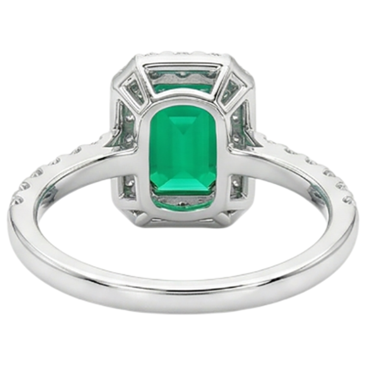 Émeraude Bague Pierre Précieuse 2-carats Or Deux Tons 14 Carats – vue détaillée