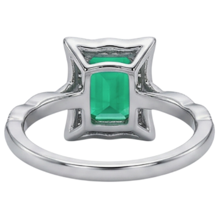 Émeraude Fine Bague avec Gemme 2,50-carats Or Deux Tons 14 Carats – vue arrière