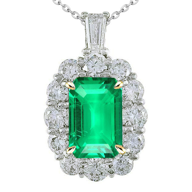 Émeraude Pendentif Pierre Précieuse 6 carats Or Deux Tons 14 Carats – vue principale