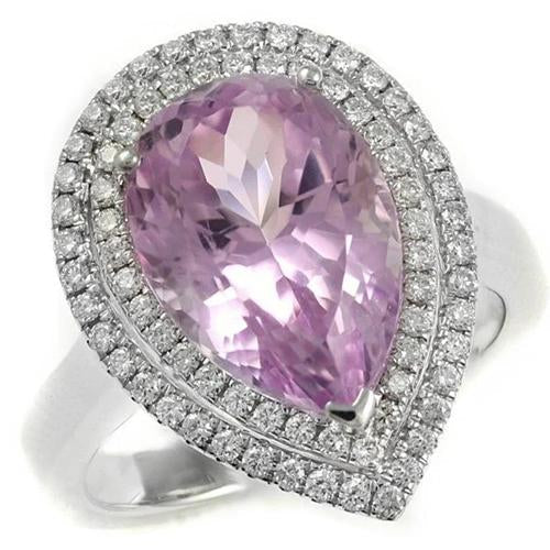 Grosse Bague En Cristal De Kunzite Rose