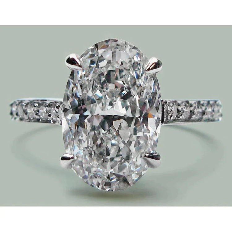 Grosse Bague Ovale Véritable Diamant 6 Carats
