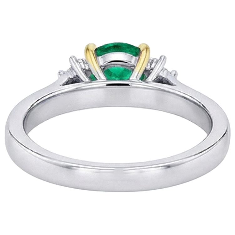 Ovale Émeraude bague en Or Deux Tons 14 Carats – vue arrière