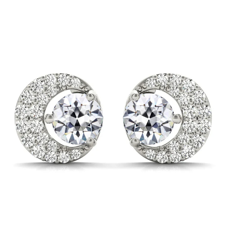 Taille Old Mine Brillant bague en Or 14K Blanc – vue principale