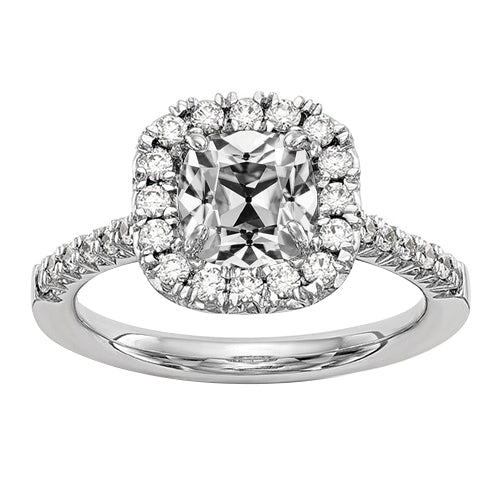Halo Anniversaire Bague Coussin Réel Diamant Taille Ancienne Or 2.45 Carats