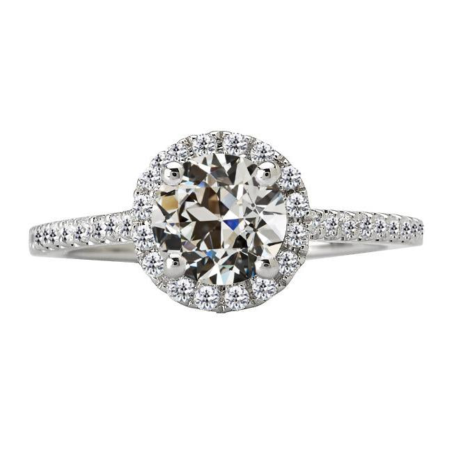 Halo Bague Ronde Réel Diamant Taille Vieille Mine Bijoux Femme 5 Carats