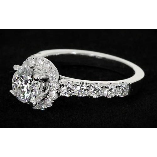 Halo Bague de Fiançailles Réel Diamant Rond 2 Carats Femme Bijoux