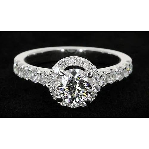 Halo Bague de Fiançailles Réel Diamant Rond 2 Carats Femme Bijoux