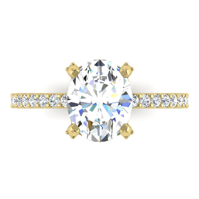 Halo Caché Ovale Pavé Véritable Bague En Diamant