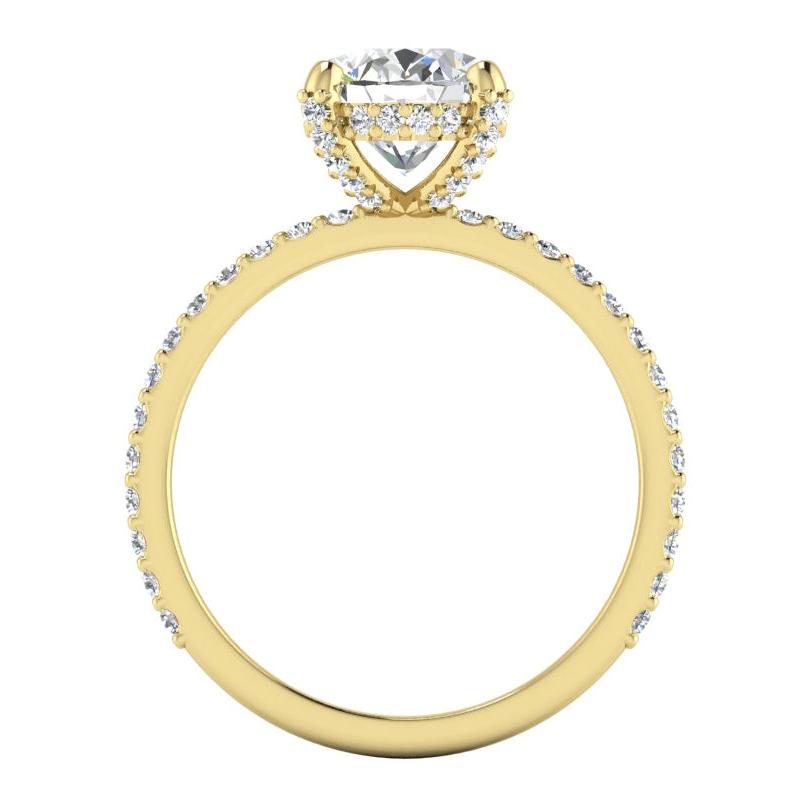 Halo Caché Ovale Pavé Véritable Bague En Diamant