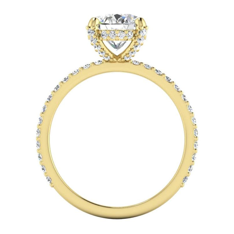 Halo Caché Ovale Pavé Véritable Bague En Diamant
