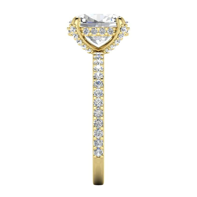 Halo Caché Ovale Pavé Véritable Bague En Diamant