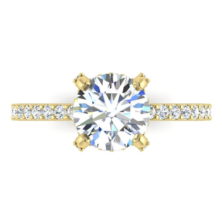 Halo Caché Ronde Pavé Véritable Bague En Diamant