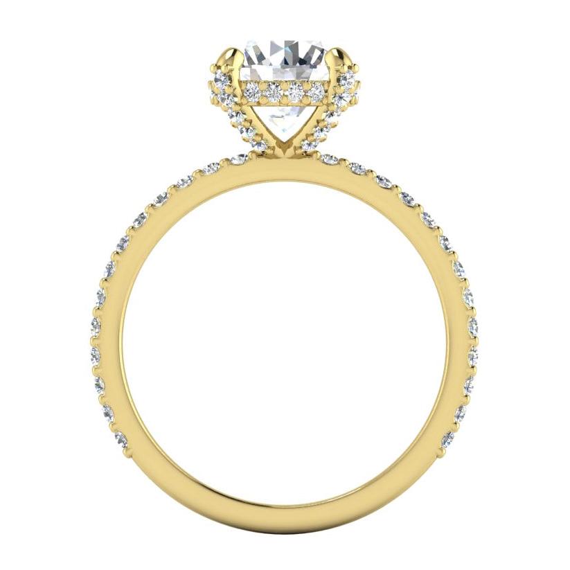 Halo Caché Ronde Pavé Véritable Bague En Diamant