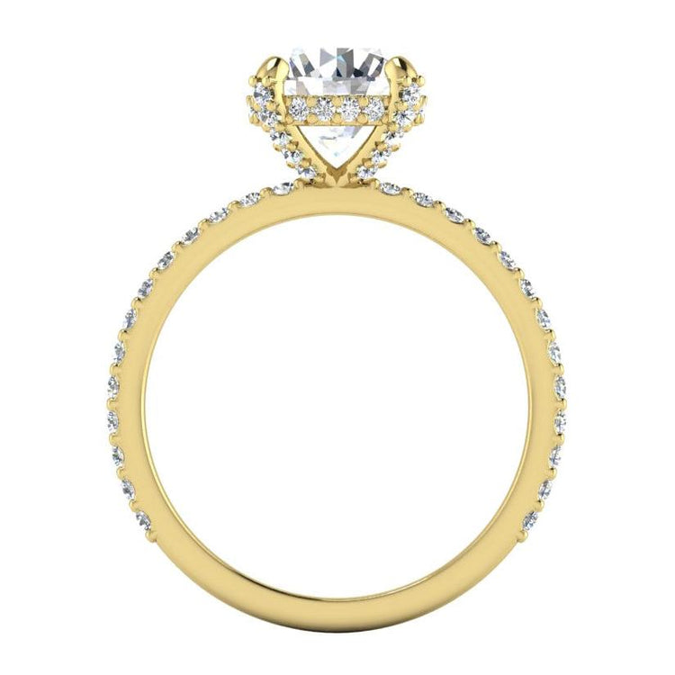 Halo Caché Ronde Pavé Véritable Bague En Diamant