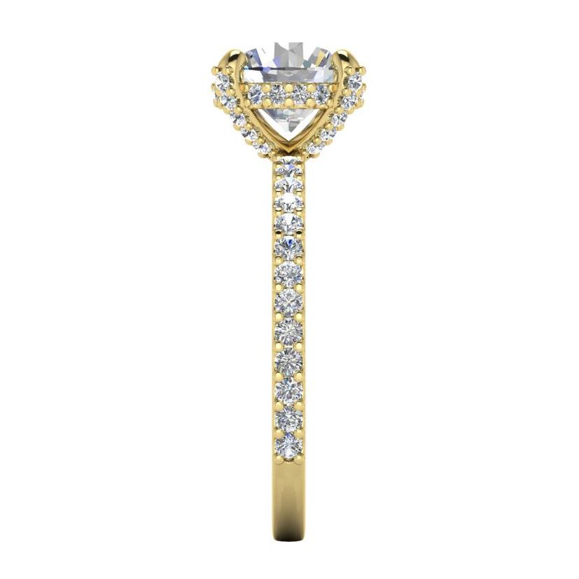 Halo Caché Ronde Pavé Véritable Bague En Diamant