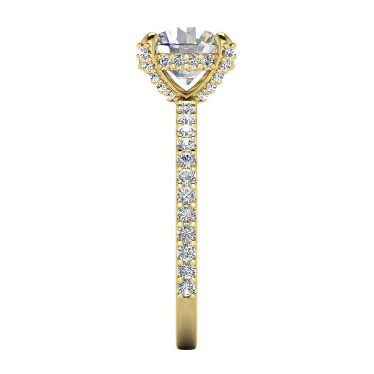 Halo Caché Ronde Pavé Véritable Bague En Diamant
